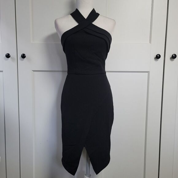 Adelyn Rae Halter asymmetrical sheath dress in black size xsmall - Picture 5 of 16